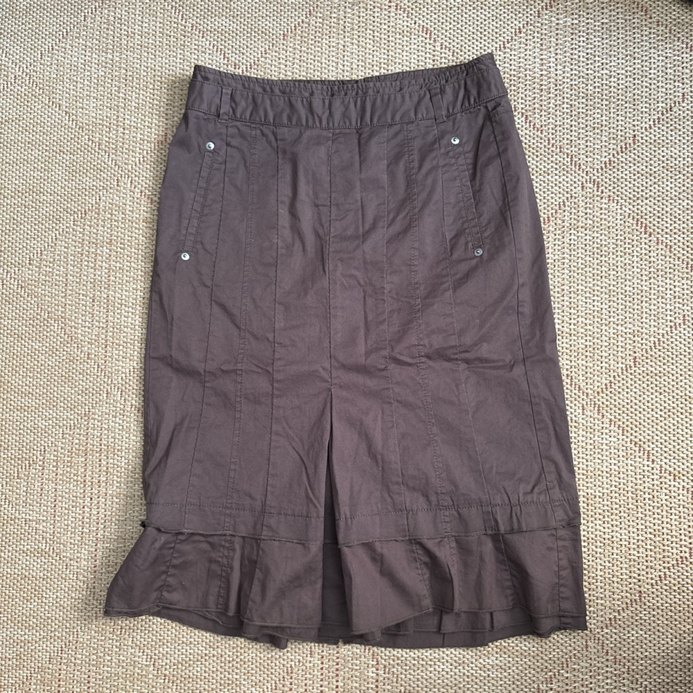 Brown pleated midi skirt